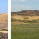 Left: Rendina basin (Italy- Basilicata region): wheat fields and degraded pasture (Sept. 2008) Right: Recent burned area (dark upper part of the slope) close to the Rendina reservoir (Sept. 2008)