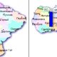 Distribution across Saratov Region of a) annual amount of precipitation, b) available soil water at the beginning of growing season.